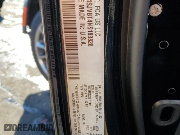 2022 Jeep Wagoneer Series II with VIN 1C4SJVBT4NS183828, listed as a Copart auction lot 45370365 with 38,870 mi miles and Salvage Title. Bid and sale history available at DreamBid. Image 13.