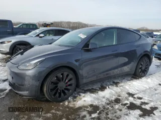2022 Tesla Model Y Performance z VIN 7SAYGDEF8NF513978, wystawiony jako Copart lot #43127915 z przebiegiem Nie podano mil oraz Szkoda całkowita • Salvage title. Historia ofert i sprzedaży dostępna na DreamBid. Obrazek 1.