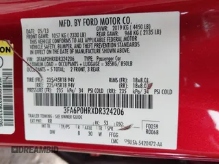 2013 Ford Fusion SE with VIN 3FA6P0HRXDR324206, listed as a IAAI auction lot 41650318 with 168,713 mi miles. Bid and sale history available at carsss.com. Image 9.