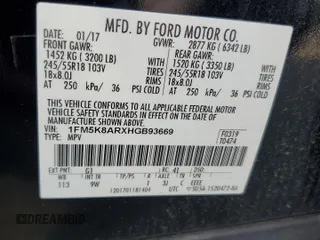 2017 Ford Police Interceptor Utility z VIN 1FM5K8ARXHGB93669, wystawiony jako Copart lot #54293295 z przebiegiem 93 591 mil mil oraz Szkody całkowita. Historia ofert i sprzedaży dostępna na DreamBid. Obrazek 13.