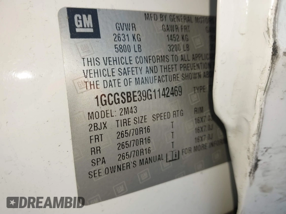 2016 Chevrolet Colorado 2WD WT with VIN 1GCGSBE39G1142469, listed as a IAAI auction lot 41631927 with 128,221 mi miles. Bid and sale history available at carsss.com. Image 9.