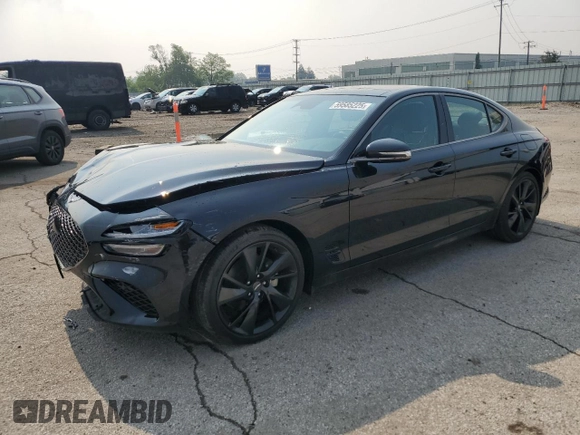 2023 Genesis G70 2.0T with VIN KMTG34TA7PU116043, listed as a Copart auction lot 59585225 with 8,021 mi miles and Salvage title. Bid and sale history available at DreamBid. Image 1.