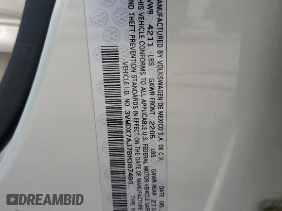 2011 Volkswagen Jetta SE с VIN 3VWDX7AJ7BM387480, выставлен на аукционе Copart как лот 55846375 с пробегом 182 669 миль миль и Чистый • Clean title. История ставок и продаж доступна на DreamBid. Изображение 12.