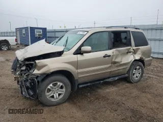 2005 Honda Pilot EX-L z VIN 2HKYF18605H537008, wystawiony jako Copart lot #54777895 z przebiegiem Nie podano mil oraz Szkoda całkowita • Salvage title. Historia ofert i sprzedaży dostępna na DreamBid. Obrazek 1.