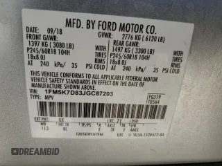 2018 Ford Explorer XLT with VIN 1FM5K7D83JGC87203, listed as a Copart auction lot 54234545 with 108,272 mi miles and Salvage Title. Bid and sale history available at DreamBid. Image 12.
