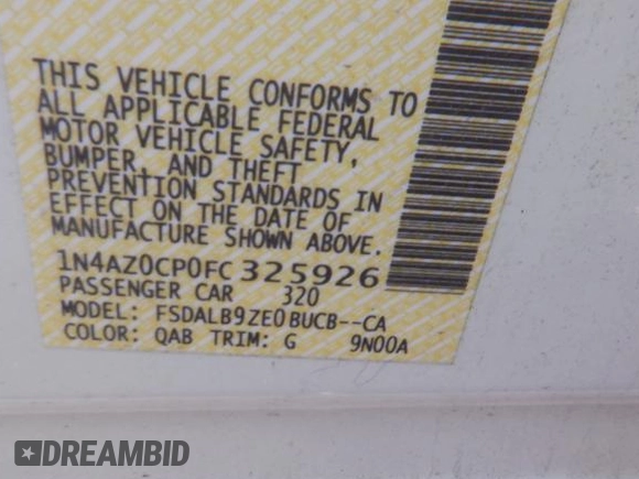 2015 Nissan LEAF SL with VIN 1N4AZ0CP0FC325926, listed as a IAAI auction lot 42575723 with 7,203 mi miles and . Bid and sale history available at DreamBid. Image 6.