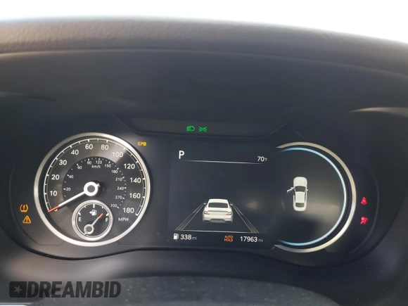 2023 Genesis G70 2.0T with VIN KMTG34TA5PU112928, listed as a Copart auction lot 74965654 with 17,963 mi miles and Salvage Title. Bid and sale history available at carsss.com. Image 9.