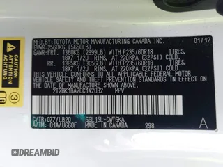 2012 Lexus RX 350 with VIN 2T2BK1BA2CC142032, listed as a IAAI auction lot 42503918 with 105,049 mi miles and . Bid and sale history available at DreamBid. Image 9.
