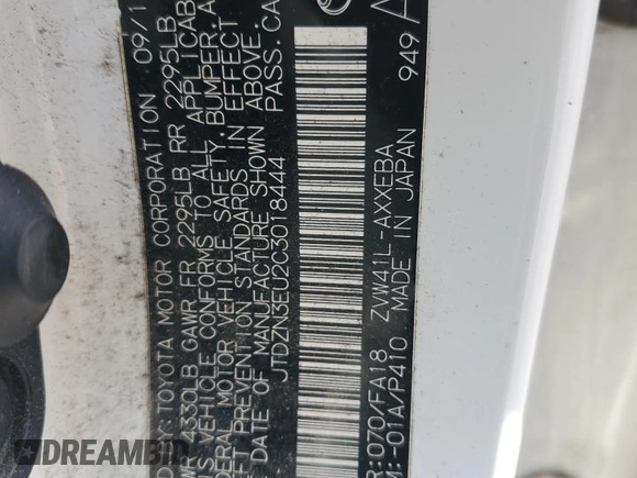 2012 Toyota Prius Two with VIN JTDZN3EU2C3018444, listed as a Copart auction lot 49253495 with 207,373 mi miles and Salvage Title. Bid and sale history available at DreamBid. Image 12.