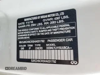 2017 Infiniti QX30 Premium with VIN SJKCH5CR3HA031792, listed as a Copart auction lot 46132175 with 101,870 mi miles and Salvage title. Bid and sale history available at DreamBid. Image 15.