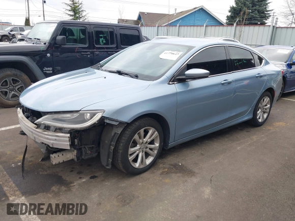 2015 Chrysler 200 Limited with VIN 1C3CCCAB6FN698328, listed as a IAAI auction lot 41776647 with 108,649 mi miles. Bid and sale history available at carsss.com. Image 2.