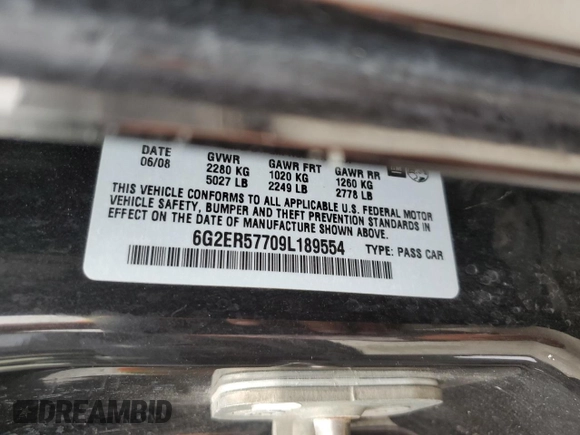 2009 Pontiac G8 with VIN 6G2ER57709L189554, listed as a Copart auction lot 76730274 with 226,593 mi miles and Clean Title. Bid and sale history available at DreamBid. Image 13.