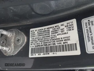 2011 Honda CR-V EX-L with VIN 5J6RE4H76BL041195, listed as a IAAI auction lot 42023662 with 186,886 mi miles. Bid and sale history available at carsss.com. Image 9.