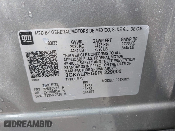2023 GMC Terrain SLT z VIN 3GKALPEG9PL229000, wystawiony jako IAAI lot #42224089 z przebiegiem 36 557 mil mil oraz . Historia ofert i sprzedaży dostępna na DreamBid. Obrazek 9.