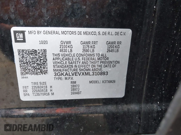 2021 GMC Terrain SLT с VIN 3GKALVEVXML310893, выставлен на аукционе IAAI как лот 42412339 с пробегом 53 336 миль миль и . История ставок и продаж доступна на DreamBid. Изображение 9.