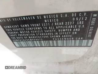 2012 Volkswagen Jetta GLI Autobahn z VIN 3VW4A7AJ3CM409073, wystawiony jako IAAI lot #42360786 z przebiegiem 208 712 mil mil oraz . Historia ofert i sprzedaży dostępna na DreamBid. Obrazek 9.
