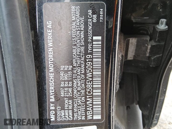 2014 BMW X1 sDrive28i with VIN WBAVM1C58EVW50919, listed as a Copart auction lot 49608985 with 219,971 mi miles and Clean Title. Bid and sale history available at carsss.com. Image 12.