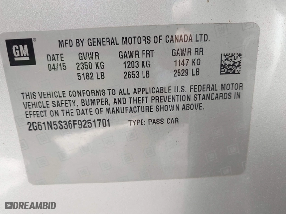 2015 Cadillac XTS Luxury with VIN 2G61N5S36F9251701, listed as a IAAI auction lot 40315224 with 99,918 mi miles. Bid and sale history available at carsss.com. Image 9.