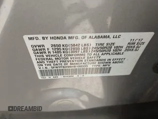 2017 Honda Pilot Touring with VIN 5FNYF6H98HB100335, listed as a IAAI auction lot 41907709 with 1 mi miles. Bid and sale history available at carsss.com. Image 9.