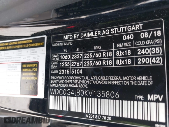 2019 Mercedes-Benz GLC 300 z VIN WDC0G4JB0KV135806, wystawiony jako IAAI lot #41935274 z przebiegiem 85 704 mil mil oraz . Historia ofert i sprzedaży dostępna na DreamBid. Obrazek 9.