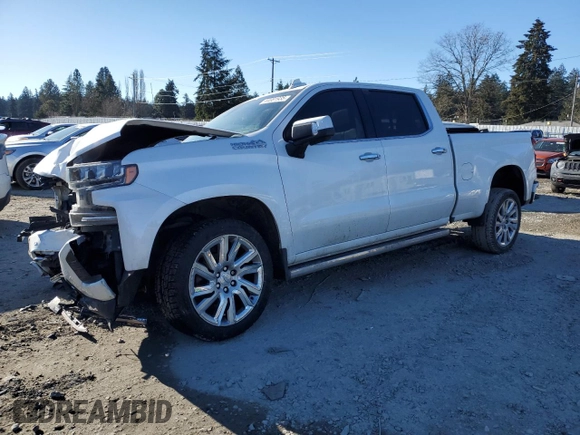 2019 Chevrolet Silverado 1500 High Country with VIN 1GCUYHEL7KZ316795, listed as a Copart auction lot 44081935 with 87,432 mi miles and Salvage Title. Bid and sale history available at carsss.com. Image 1.