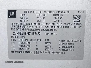 2012 GMC Terrain SLT-1 z VIN 2GKFLVEK3C6187422, wystawiony jako IAAI lot #42115432 z przebiegiem 147 753 mil mil oraz . Historia ofert i sprzedaży dostępna na DreamBid. Obrazek 9.