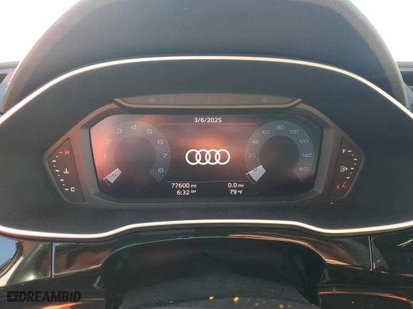 2021 Audi Q3 Premium with VIN WA1AUCF33M1062126, listed as a Copart auction lot 47980435 with 77,600 mi miles and Salvage Title. Bid and sale history available at carsss.com. Image 9.