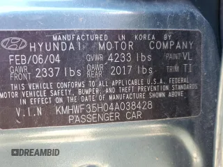 2004 Hyundai Sonata GLS with VIN KMHWF35H04A038428, listed as a Copart auction lot 84709744 with 126,821 mi miles and Salvage Title. Bid and sale history available at carsss.com. Image 12.