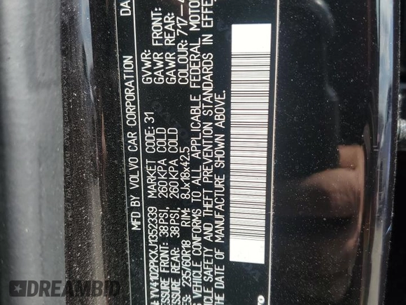 2018 Volvo XC90 Momentum with VIN YV4102PKXJ1352339, listed as a Copart auction lot 54007185 with 117,059 mi miles and Salvage Title. Bid and sale history available at carsss.com. Image 13.