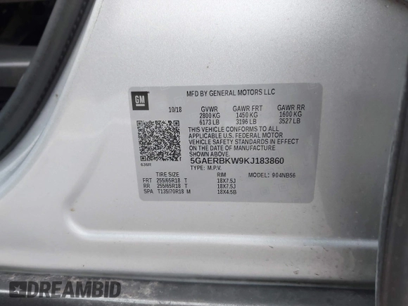 2019 Buick Enclave Essence with VIN 5GAERBKW9KJ183860, listed as a IAAI auction lot 41931977 with 123,091 mi miles and . Bid and sale history available at DreamBid. Image 9.