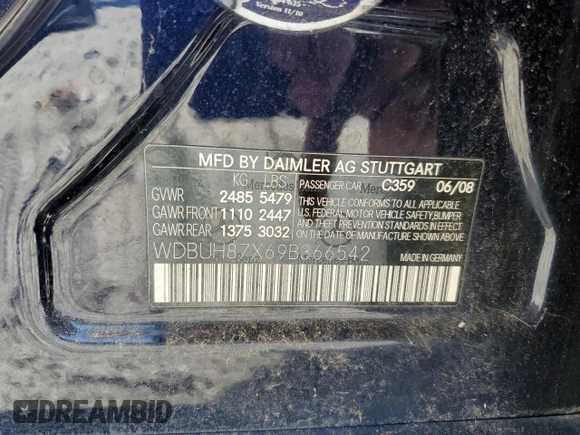 2009 Mercedes-Benz E 350 with VIN WDBUH87X69B366542, listed as a Copart auction lot 79476834 with 108,422 mi miles and Clean Title. Bid and sale history available at DreamBid. Image 12.