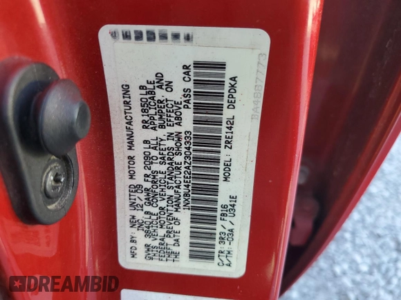 2010 Toyota Corolla with VIN 1NXBU4EE2AZ304333, listed as a Copart auction lot 52637235 with 146,452 mi miles and Salvage Title. Bid and sale history available at carsss.com. Image 13.