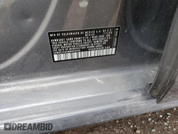 2021 Volkswagen Golf TSI z VIN 3VWG57AU6MM006606, wystawiony jako Copart lot #47990725 z przebiegiem 105 482 mil mil oraz Szkoda całkowita • Salvage title. Historia ofert i sprzedaży dostępna na DreamBid. Obrazek 12.