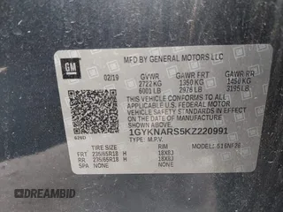 2019 Cadillac XT5 FWD with VIN 1GYKNARS5KZ220991, listed as a IAAI auction lot 41838908 with 75,730 mi miles and . Bid and sale history available at DreamBid. Image 7.