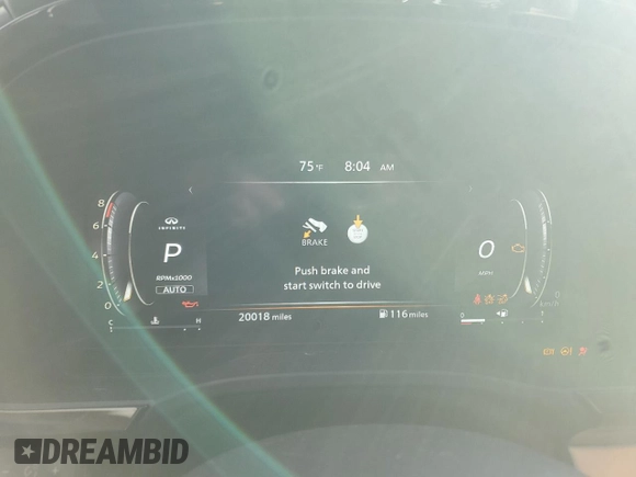2023 Infiniti QX60 Sensory with VIN 5N1DL1GS2PC371655, listed as a Copart auction lot 57074995 with 20,018 mi miles and Salvage title. Bid and sale history available at DreamBid. Image 9.