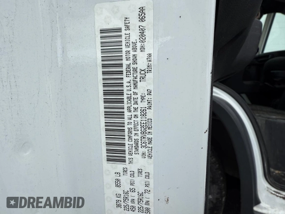 2014 Ram ProMaster Cargo with VIN 3C6TRVBG2EE118261, listed as a Copart auction lot 45903055 with 168,025 mi miles and Clean Title. Bid and sale history available at DreamBid. Image 10.