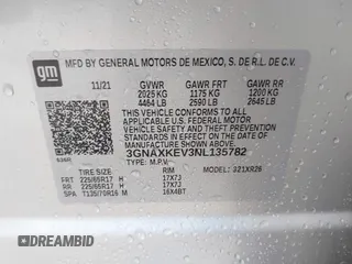 2022 Chevrolet Equinox LT z VIN 3GNAXKEV3NL135782, wystawiony jako IAAI lot #42155088 z przebiegiem 41 785 mil mil oraz . Historia ofert i sprzedaży dostępna na DreamBid. Obrazek 9.