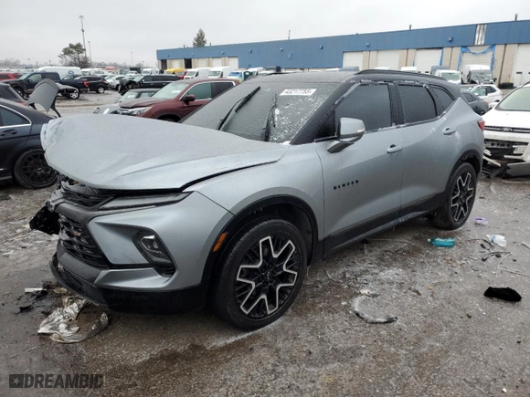 2024 Chevrolet Blazer RS with VIN 3GNKBERS7RS154156, listed as a Copart auction lot 43217755 with 13,172 mi miles and Salvage Title. Bid and sale history available at carsss.com. Image 1.