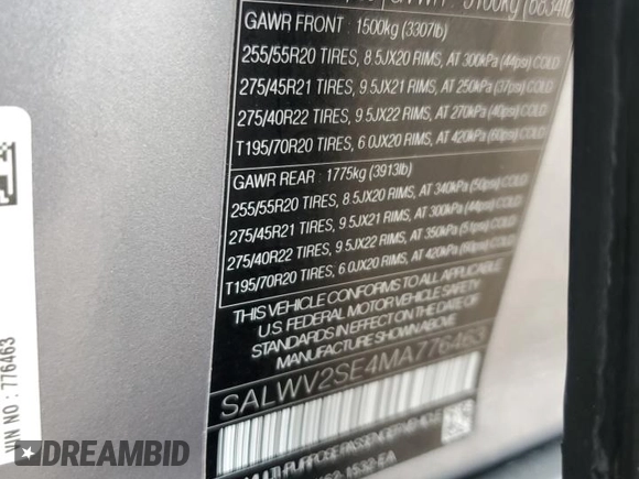 2021 Land Rover Range Rover Sport Autobiography z VIN SALWV2SE4MA776463, wystawiony jako Copart lot #54356165 z przebiegiem 31 739 mil mil oraz Szkoda całkowita • Salvage title. Historia ofert i sprzedaży dostępna na DreamBid. Obrazek 13.