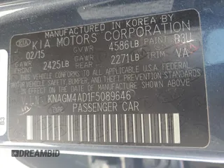 2015 Kia Optima Hybrid with VIN KNAGM4AD1F5089646, listed as a Copart auction lot 56294264 with 176,553 mi miles and Salvage Title. Bid and sale history available at carsss.com. Image 12.