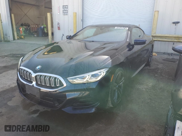 2023 BMW 8 Series 840i with VIN WBAAE2C04PCL62366, listed as a Copart auction lot 55849624 with 21,565 mi miles. Bid and sale history available at carsss.com. Image 1.