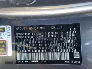 2021 Honda Clarity Plug-In Hybrid Touring with VIN JHMZC5F34MC001992, listed as a Copart auction lot 73437914 with 33,745 mi miles and Salvage Title. Bid and sale history available at carsss.com. Image 14.