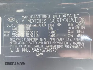 2016 Kia Soul + z VIN KNDJP3A57G7349721, wystawiony jako IAAI lot #41881529 z przebiegiem 145 484 mil mil oraz . Historia ofert i sprzedaży dostępna na DreamBid. Obrazek 9.