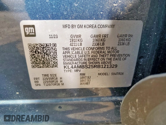 2024 Buick Encore GX Preferred с VIN KL4AMBS25RB121329, выставлен на аукционе Copart как лот 62384635 с пробегом 12 671 миль миль и Чистый • Clean title. История ставок и продаж доступна на DreamBid. Изображение 13.