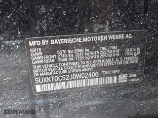 2018 BMW X5 xDrive40e iPerformance with VIN 5UXKT0C52J0W02406, listed as a IAAI auction lot 41449943 with 74,215 mi miles. Bid and sale history available at carsss.com. Image 9.