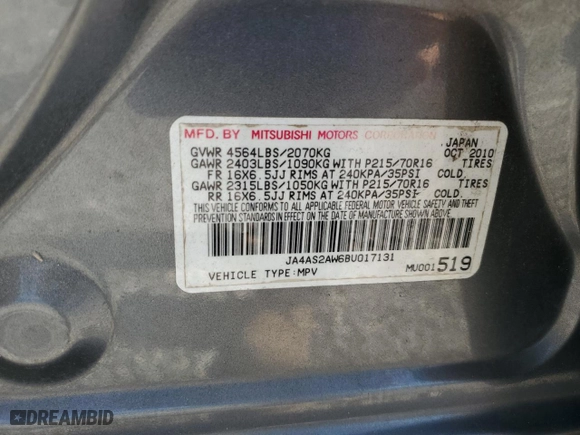 2011 Mitsubishi Outlander ES with VIN JA4AS2AW6BU017131, listed as a Copart auction lot 75120894 with 113,206 mi miles and Clean Title. Bid and sale history available at carsss.com. Image 13.
