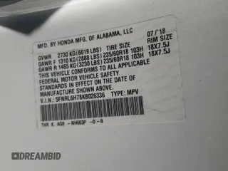 2019 Honda Odyssey EX-L z VIN 5FNRL6H78KB026336, wystawiony jako Copart lot #57120535 z przebiegiem 85 826 mil mil oraz Szkoda całkowita • Salvage title. Historia ofert i sprzedaży dostępna na DreamBid. Obrazek 14.