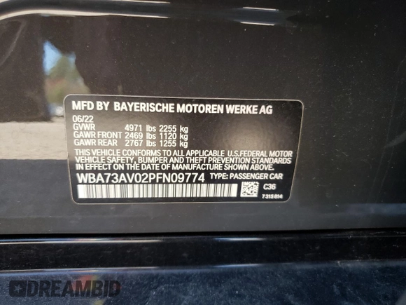 2023 BMW 4 Series 430i xDrive с VIN WBA73AV02PFN09774, выставлен на аукционе Copart как лот 79533574 с пробегом 19 665 миль миль и Списание • Salvage title. История ставок и продаж доступна на DreamBid. Изображение 13.