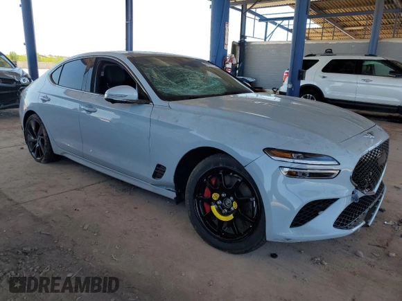 2022 Genesis G70 3.3T with VIN KMTG54TE6NU097060, listed as a Copart auction lot 61987105 with 21,878 mi miles and Salvage title. Bid and sale history available at DreamBid. Image 4.