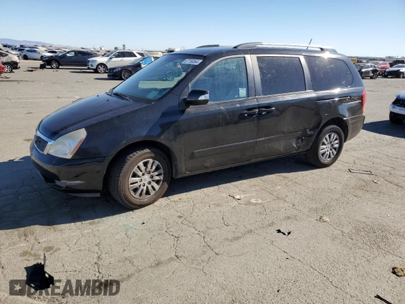 2012 Kia Sedona LX with VIN KNDMG4C79C6476519, listed as a Copart auction lot 67758564 with 173,308 mi miles and Salvage Title. Bid and sale history available at carsss.com. Image 1.
